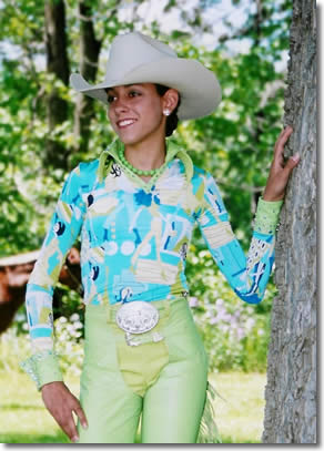 light green lambskin chaps, collar and cuffs